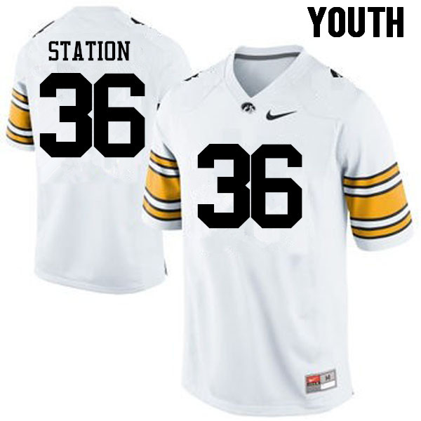Youth Iowa Hawkeyes #36 Larry Station College Football Jerseys-White